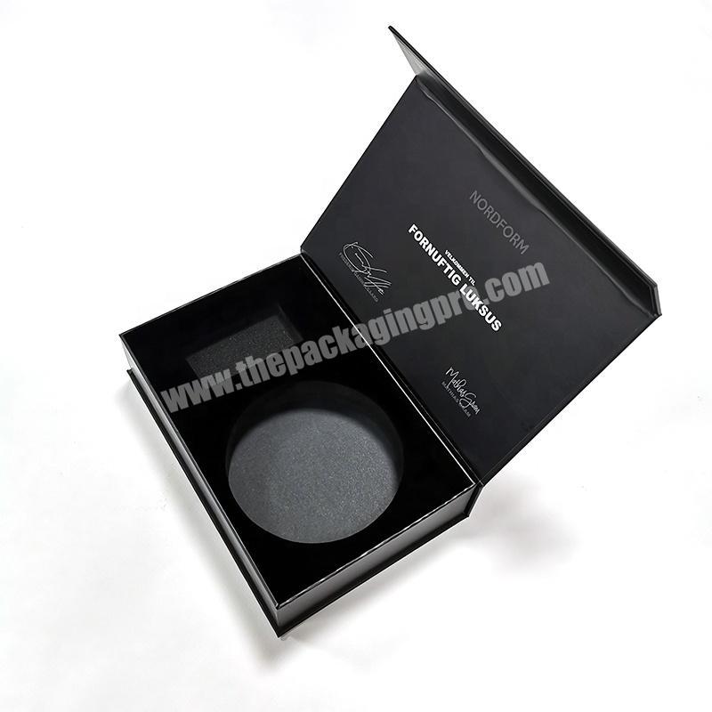 Luxury Customized High-Grade Silver Gray Cardboard book shape Cosmetics Magnetic Flap Package Box With EVA Insert factory