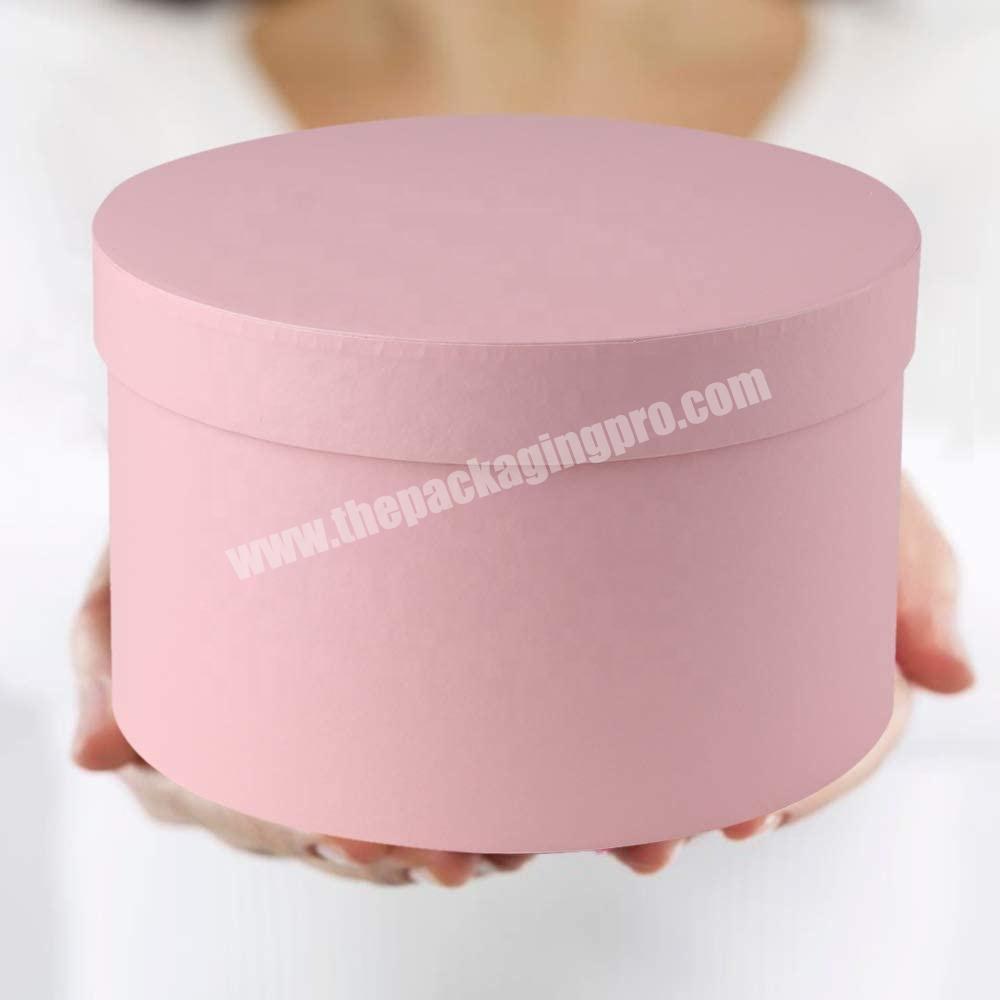 Custom luxury cylinder florist flower box bouquets pink round hat gift box with lid
