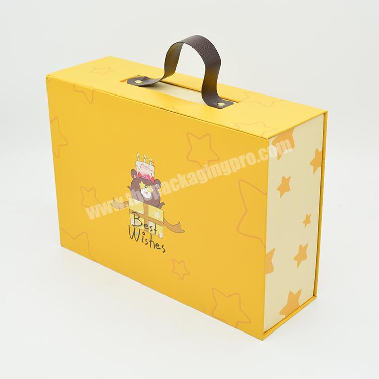 Wholesale custom birthday suitcase shaped kids gift box magnet cardboard gift boxes with 3d pop up and handles manufacturer