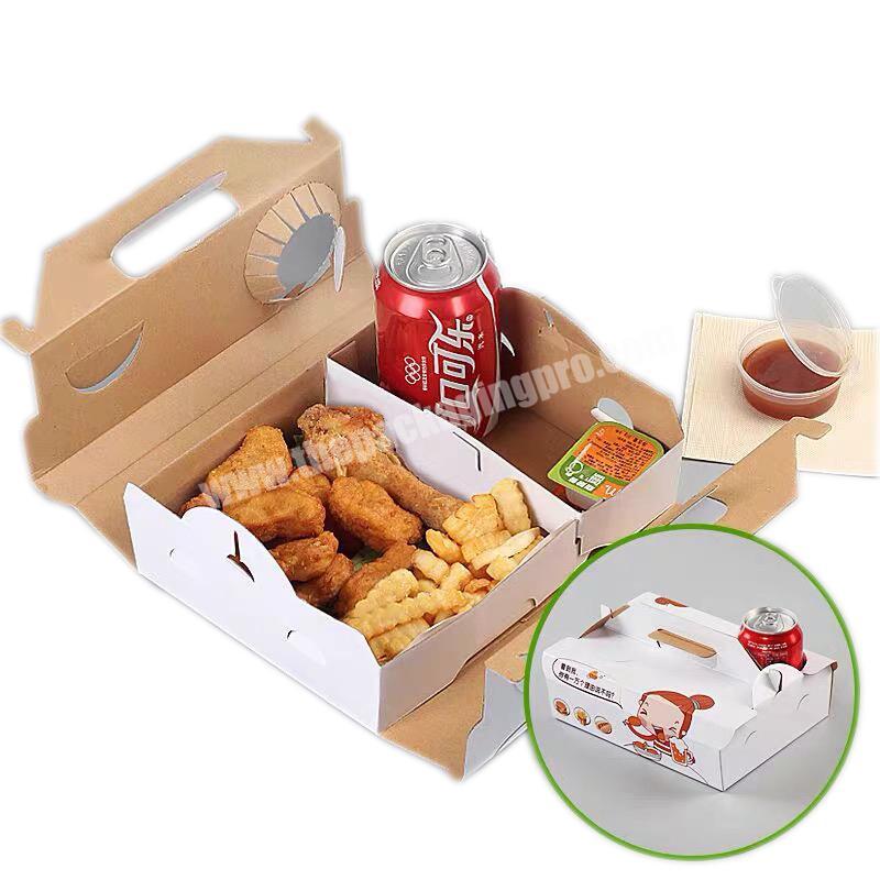 Wholesale take away disposable folding kraft paper lunch fried chicken box