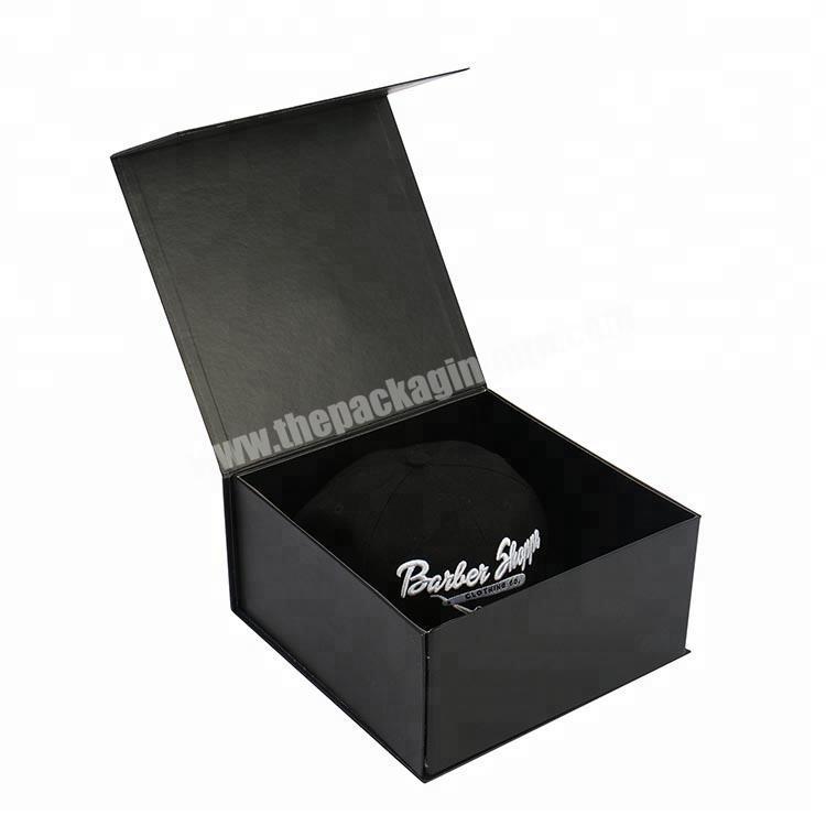black box paper matte snapback hat packaging