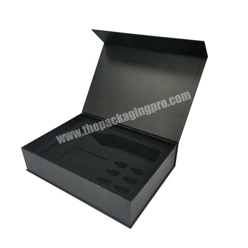 hot sale popular Custom Logo Luxury Black white Magnetic Closed Rigid Cardboard high quality Gift Box With Eva Foam Inside wholesaler