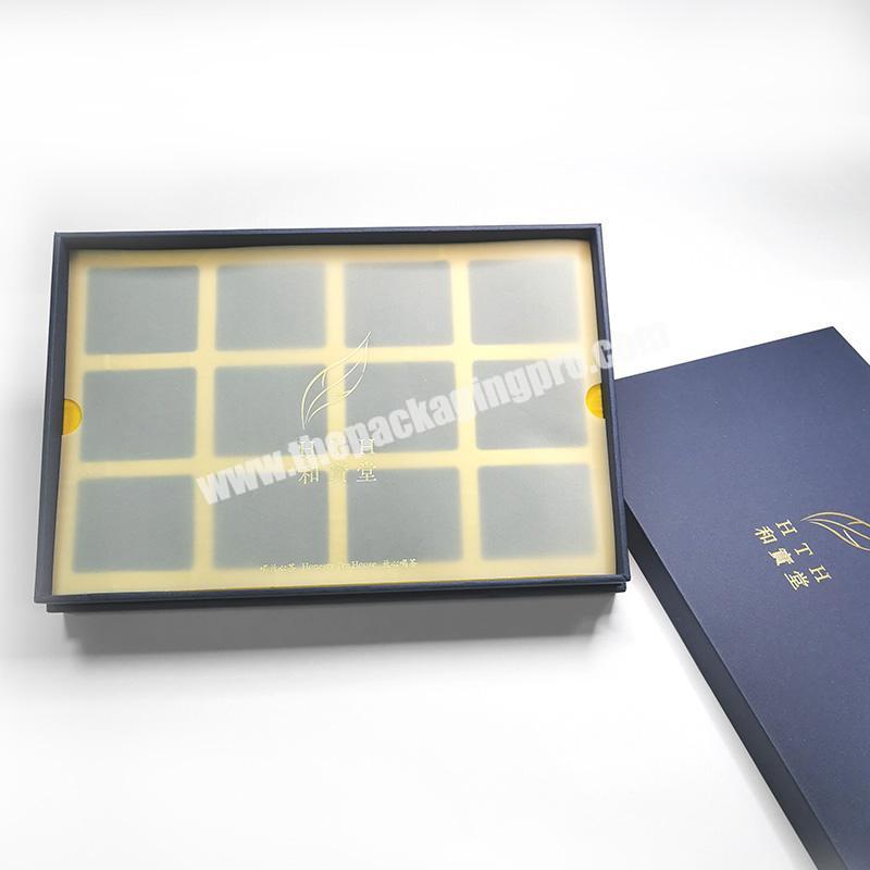 custom luxury silver hot stamping craft cardboard paper empty lid and base packing box for chocolate 