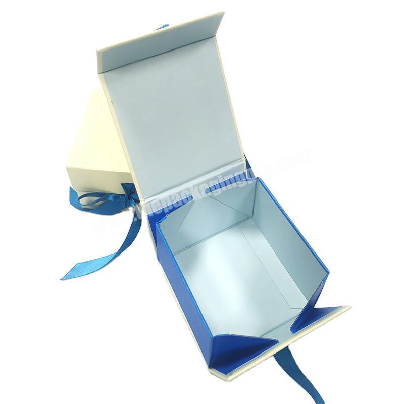 personalize white gift box white magnetic closure with ribbon