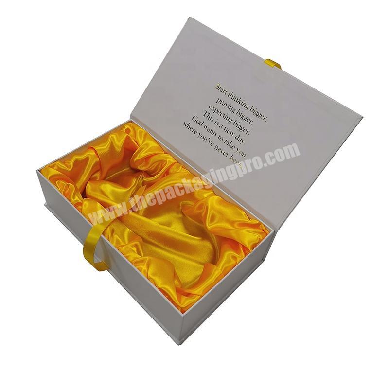 White Gift Box White Magnetic Closure With Ribbon