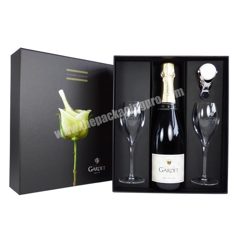 wholesale luxury black speciality set champagne flute red wine glass gift box with glass
