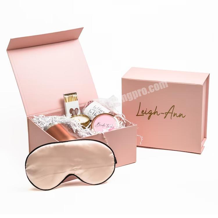 Eco Friendly Wholesale Paper packaging  Luxury gift set box Custom foldable magnetic pink gift box