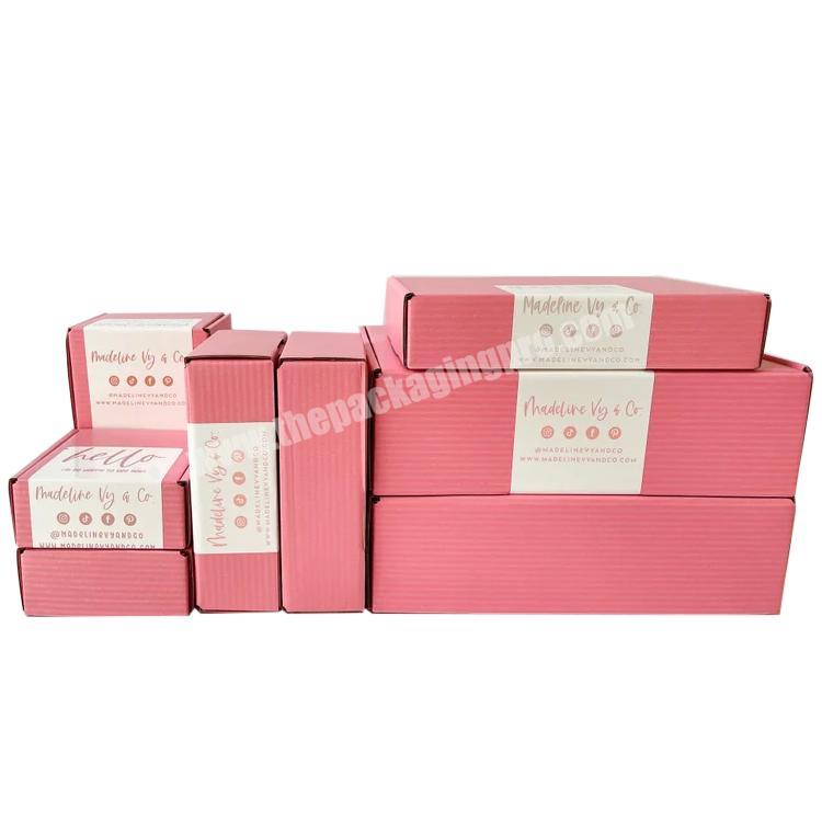 Free Design Paper Mailer Cosmetic Skincare Box Custom Logo Printed Corrugated pink mailer box