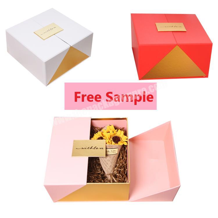 Free Sample Cardboard Package Luxury recycled Gift Box Book Shaped  Box With Double Open