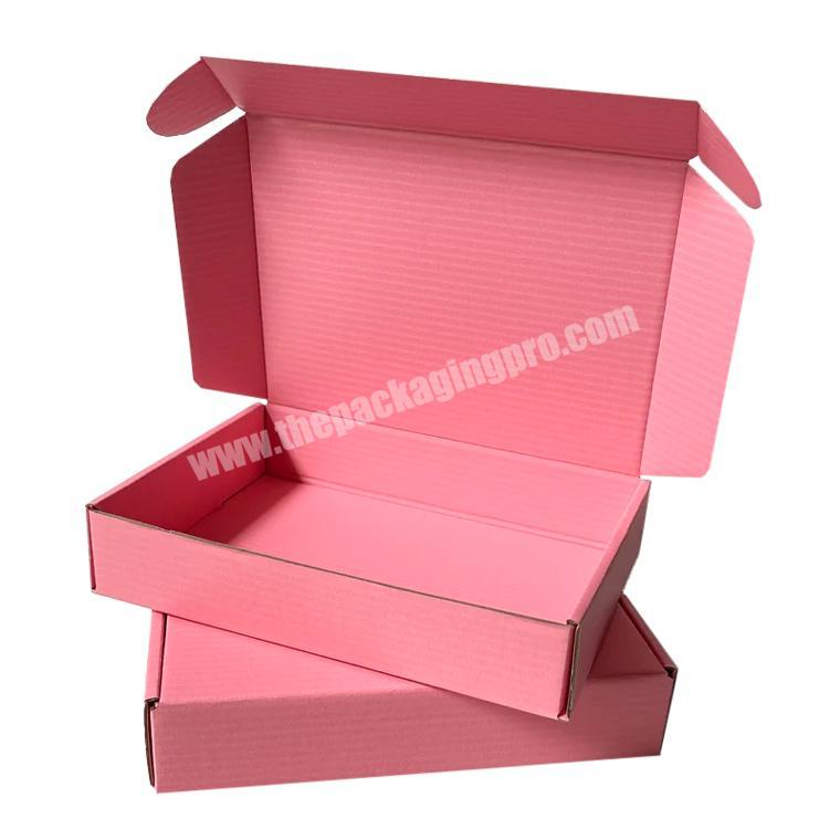 Hot sale fancy pink custom printing corrugated packaging clothes shipping paper pink gift box