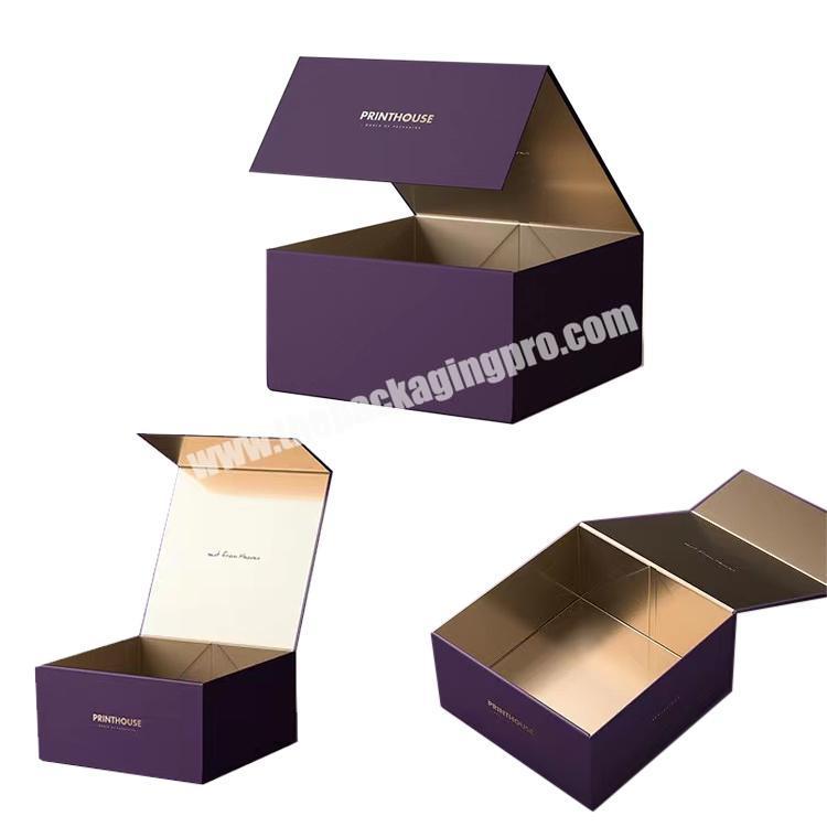 Luxury Custom Logo Recycled Black Flat Foldable Paper Gift Boxes Cardboard Folding Packaging Magnetic cardboard box