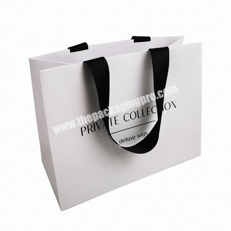 Luxury Custom logo printed  Paper Bag hot stamping Gift Bag Packaging Shopping Bag with  handles for wig