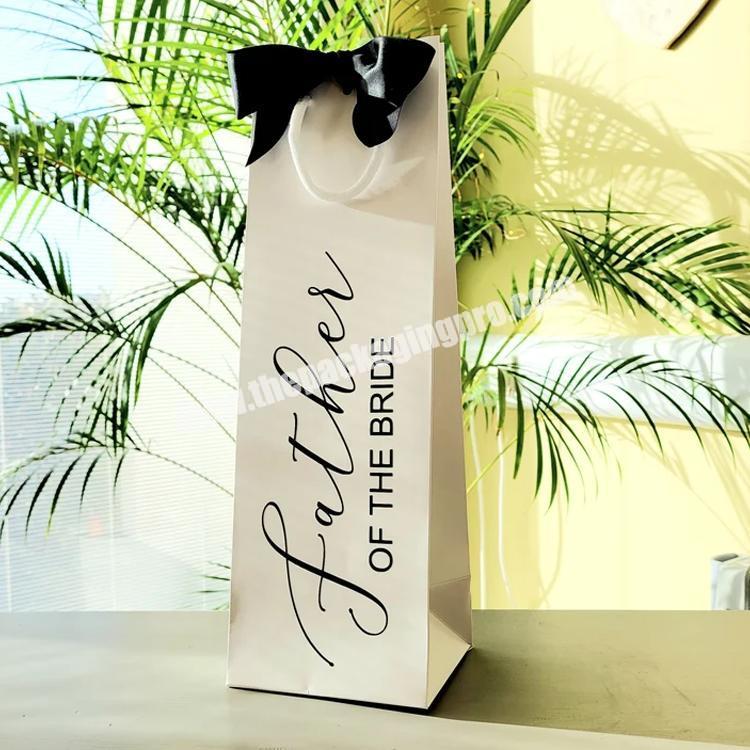 Luxury Paper Bag Eco-friendly Gift bag with Ribbon Custom paper bag for wine bottle