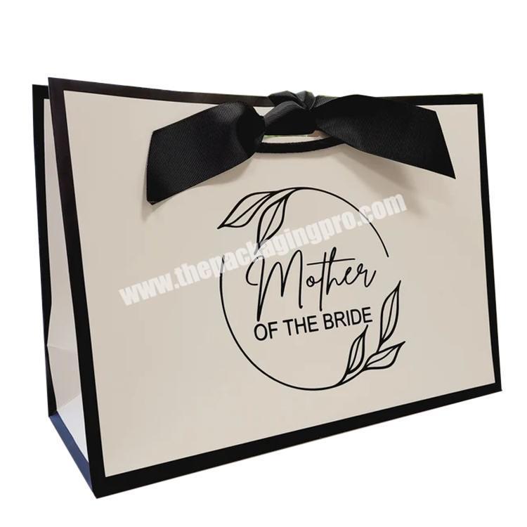Luxury white gift bag with ribbon mother of the bride gift bag personalised wedding bridesmaid gift bag