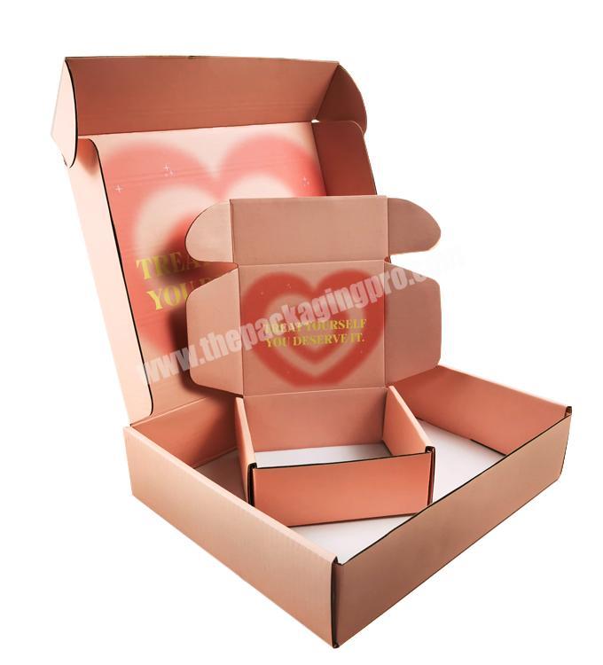 Oem Factory Custom logo Small Business Pink Shipping gift Boxes Cosmetic Flat pink mailer box