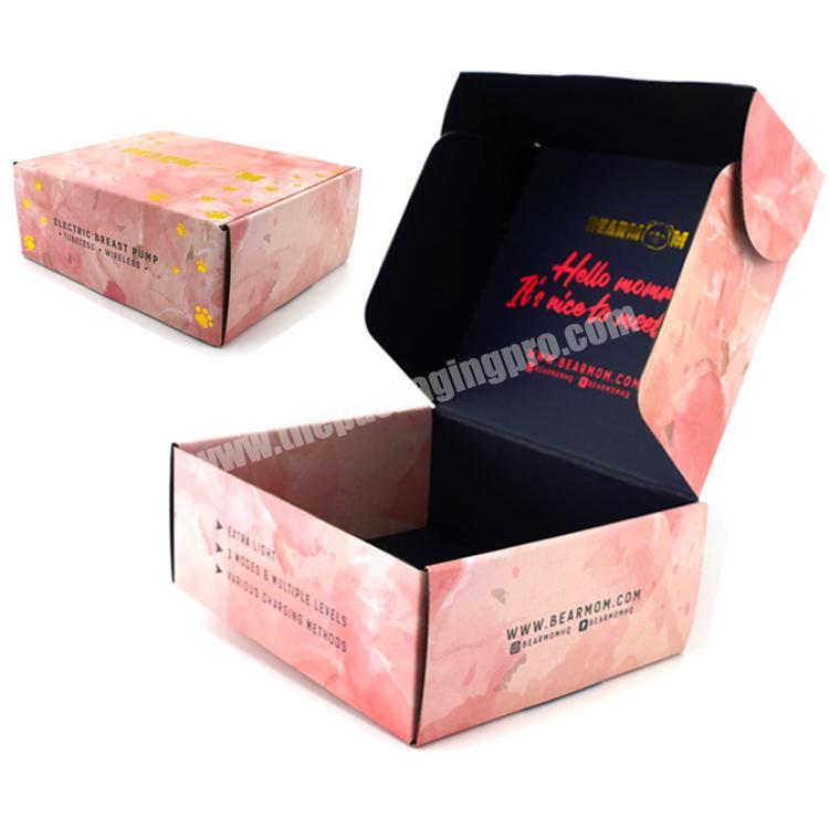Packaging Pink Corrugated Paper Shipping Boxes Custom Printed Packaging pink Mailer Box With Logo