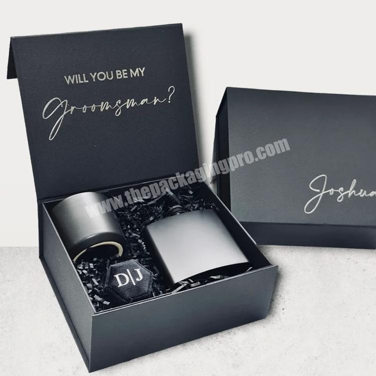 Personalized Bridesmaid Groomsman Gift box Birthday Gift box BLACK Magnetic Gift Box