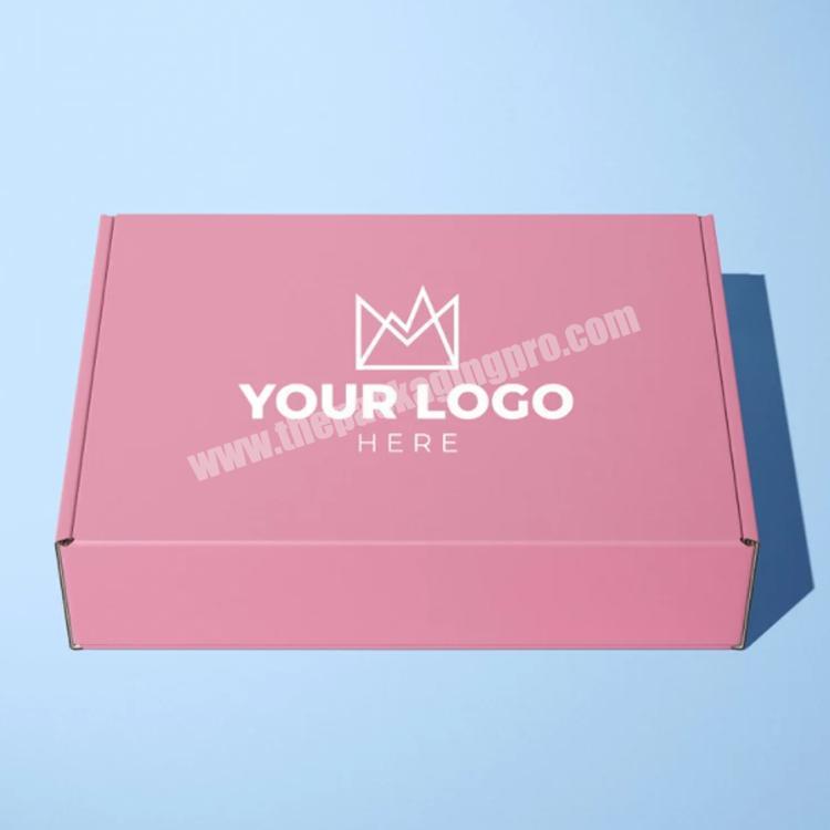 Wholesale Corrugated Paper Small Box Clothes Shoes Packaging Box Custom Printing Logo Pink Cardboard Shipping Boxes for Storage factory