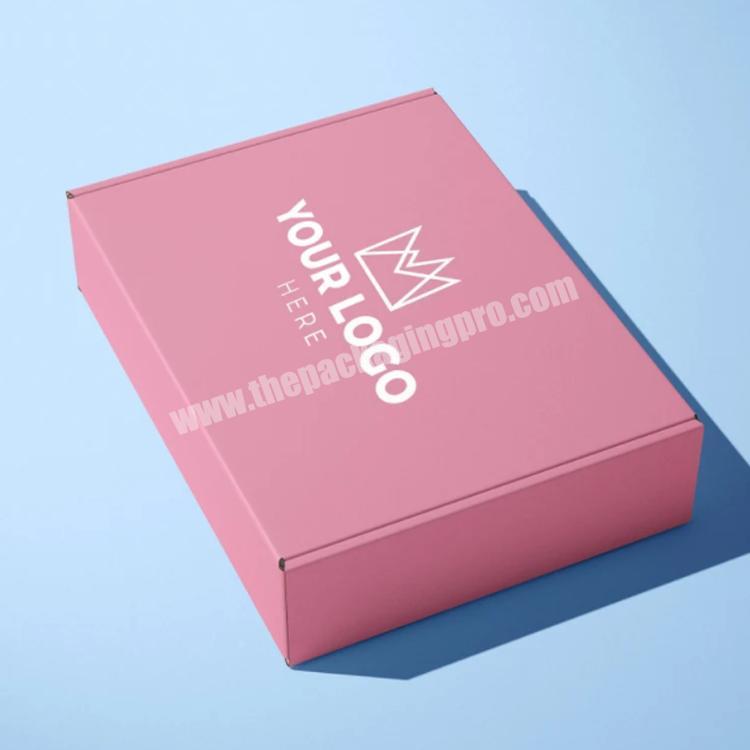 personalize Wholesale Corrugated Paper Small Box Clothes Shoes Packaging Box Custom Printing Logo Pink Cardboard Shipping Boxes for Storage
