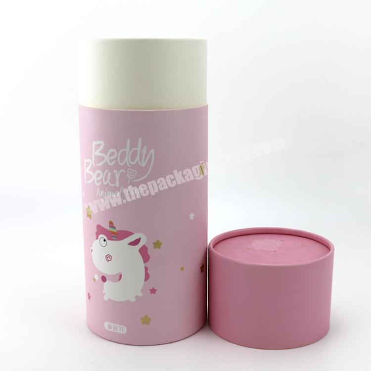Wholesale custom paper cylindrical box customized size matte lamination tube with lid recyclable pink paper tube with your logo factory