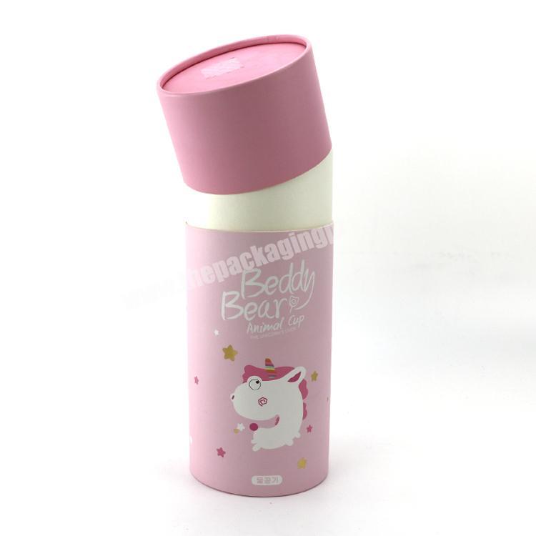 Wholesale custom paper cylindrical box customized size matte lamination tube with lid recyclable pink paper tube with your logo manufacturer