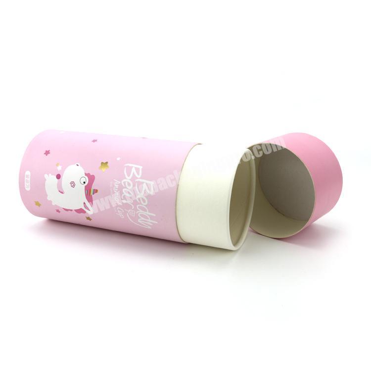 personalize Wholesale custom paper cylindrical box customized size matte lamination tube with lid recyclable pink paper tube with your logo