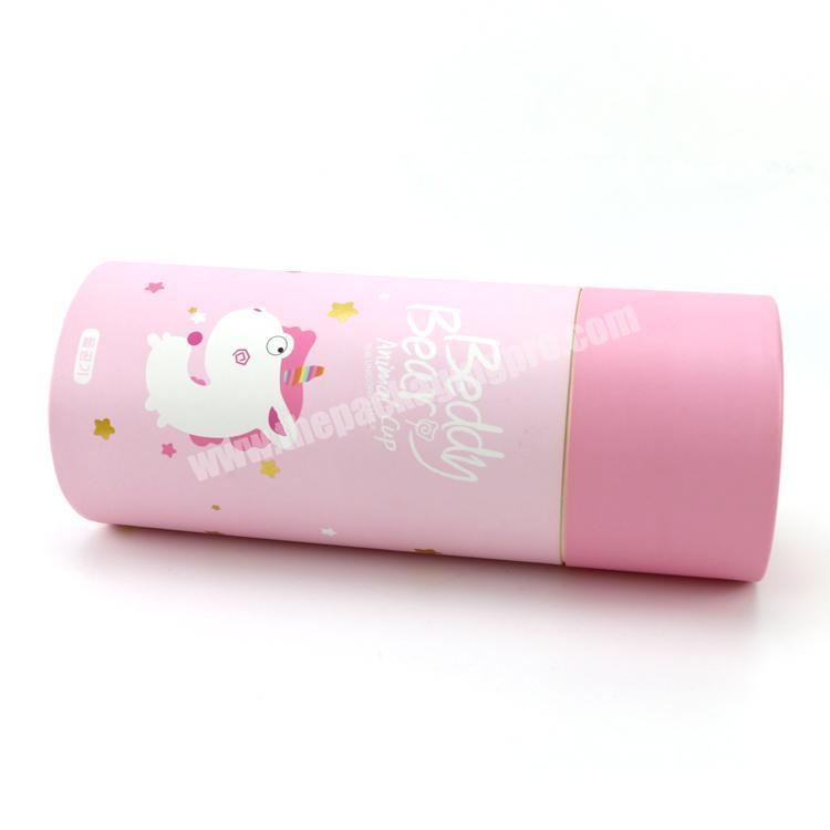 custom Wholesale custom paper cylindrical box customized size matte lamination tube with lid recyclable pink paper tube with your logo 