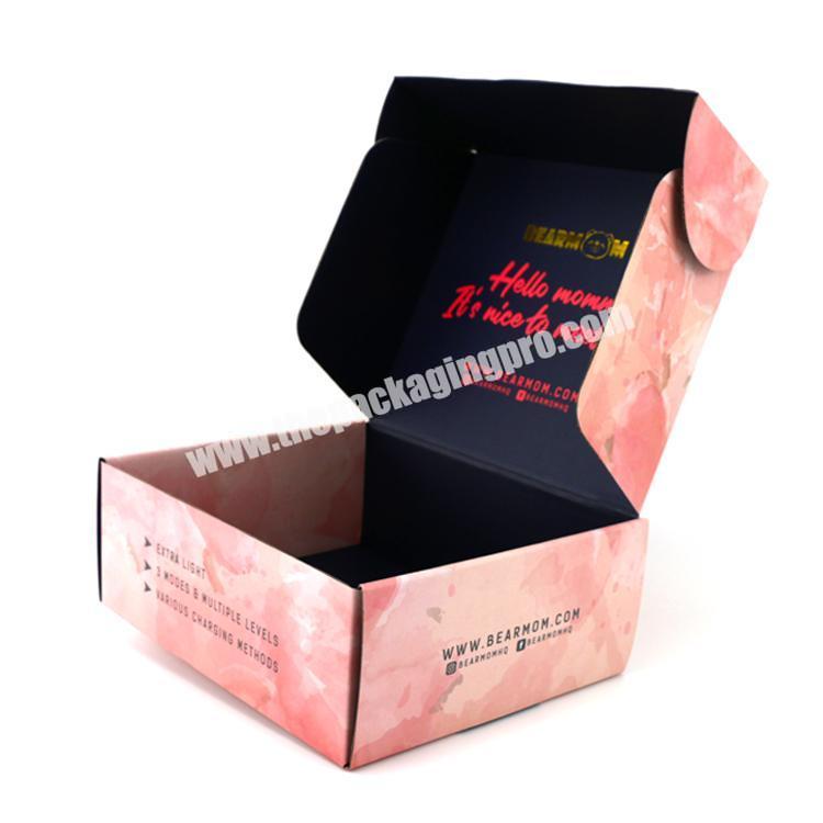 custom logo pink corrugated carton box mailer shipping box apparel packaging for dress clothing t-shirt suit mailer gift box
