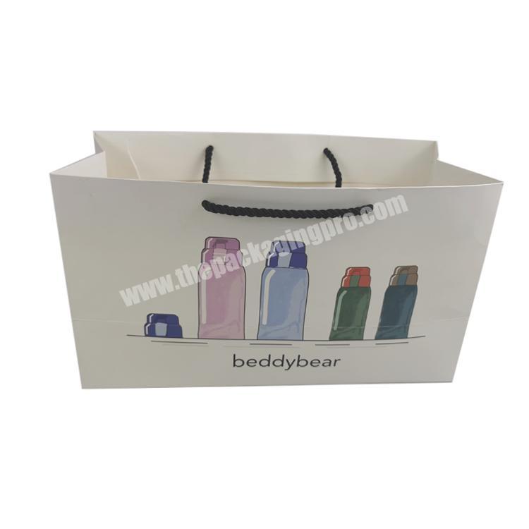 wholesale cheap price custom logo fashion shopping paper bags with ribbon for shoes and clothing