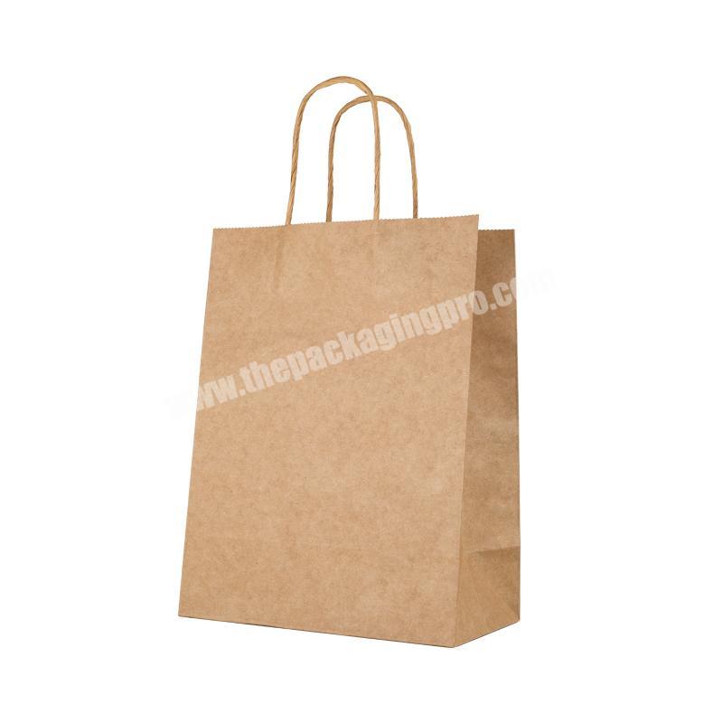 wholesale cheap price eco-friendly custom recyclable kraft paper bag with paper handle and custom logo for household packaging