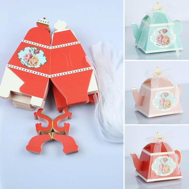20PCS Royal Teapot Wedding Supplies Gift Candy Boxes Baby Shower Favors Gift Paper Boxes Kids Birthday Party Supplies 3