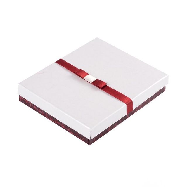 20pcs/lot 16x13x3cm Cuboid Jewelry Set Boxes White Cardboard Gift Boxes with Sponge and Ribbon