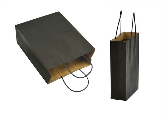 20pcs/lot Black Natural kraft paper bag with handle Wedding Party Favor Paper Gift Bags