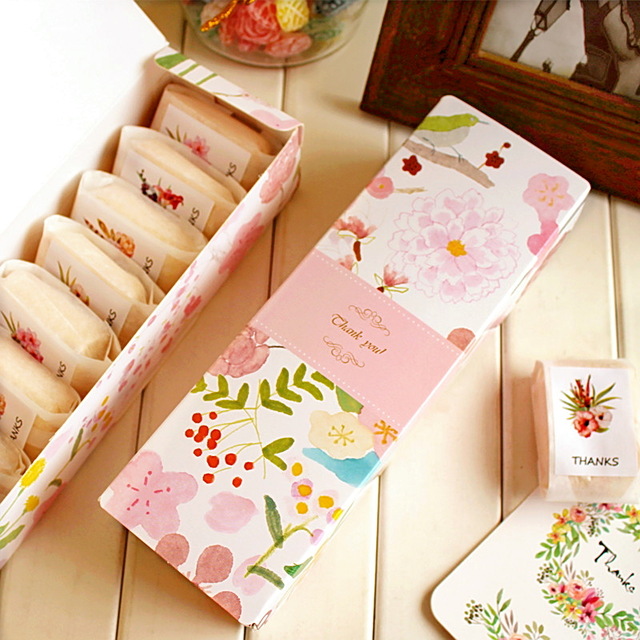 21.5*6.8*4cm 10pcs Macaron spring flower Macaron Chocolate cookie Paper Box Christmas Birthday Party Gifts Packaging Baby Show