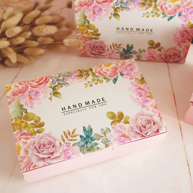 21*14*5CM Flower Desige Moon Cake Box Kraft Paper Box Candy Box 100pcs/lot Free shipping