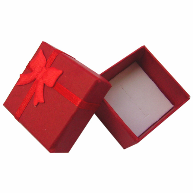 24pcs Paper Ring Box 4x4x3cm Red Color Wedding Ring Gift Boxes for Jewellery Organizer Packaging