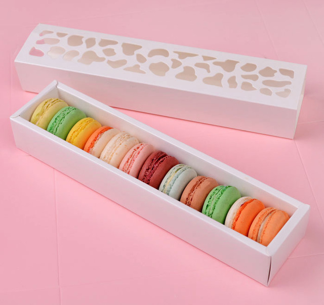 26*5.5*3.7cm New Arrival 10 Pcs Cookie Cake Macaron Chocolate Kraft Paper Box Christmas Birthday Party Gifts Packaging Boxes