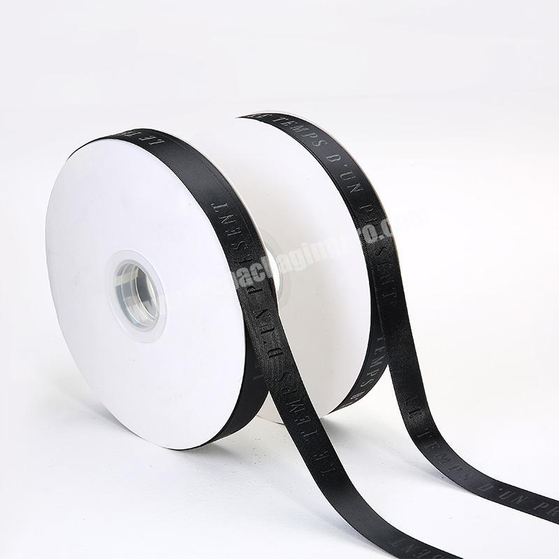 2cm Thermosetting Hot Stamping Ribbons Custom Printed Black Satin Ribbon