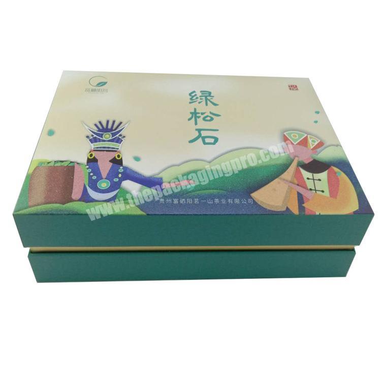 2pcs lid and base golden shoulder rigid tea packaging box with logo embossing and Glossy uv lamination