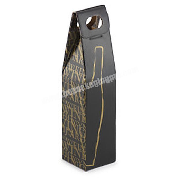 3 Bottle Cardboard Black Red Wine Accessories Paper Gift Bottle Box Carrier With Gold Hotstamping