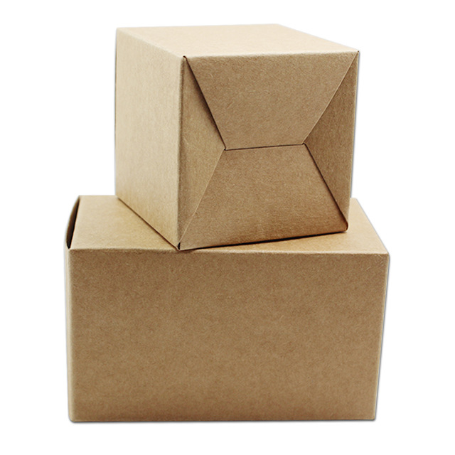 30Pcs/lot Brown Kraft Paper Box for Christmas Party Favor Gift Candy Foldable Boxes Craft Candle Package Paperboard Boxes Retail