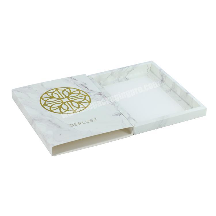 350g art paper sliding drawer box , gold stamp white packaging box for ipad case