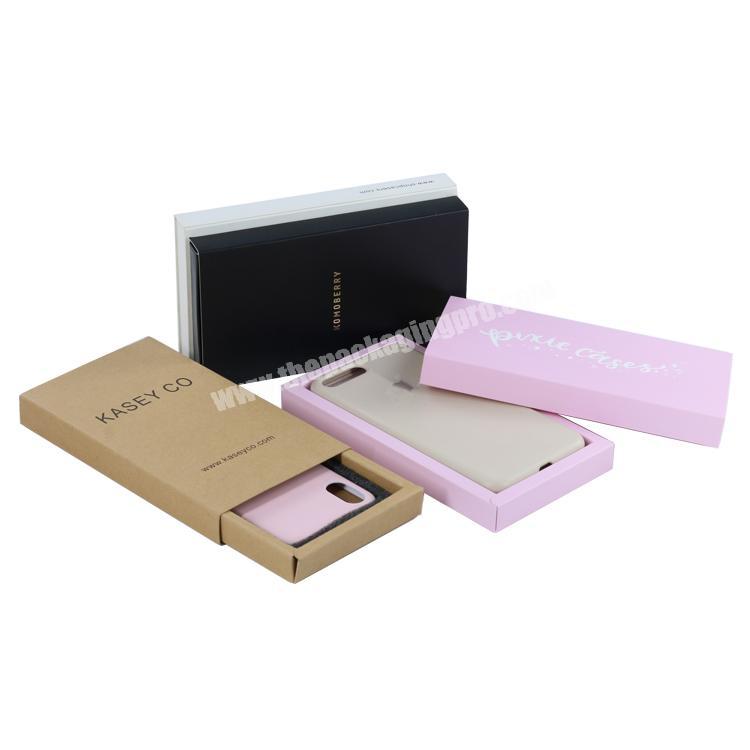 350g art paper sliding small drawer box custom phone case packaging for gift