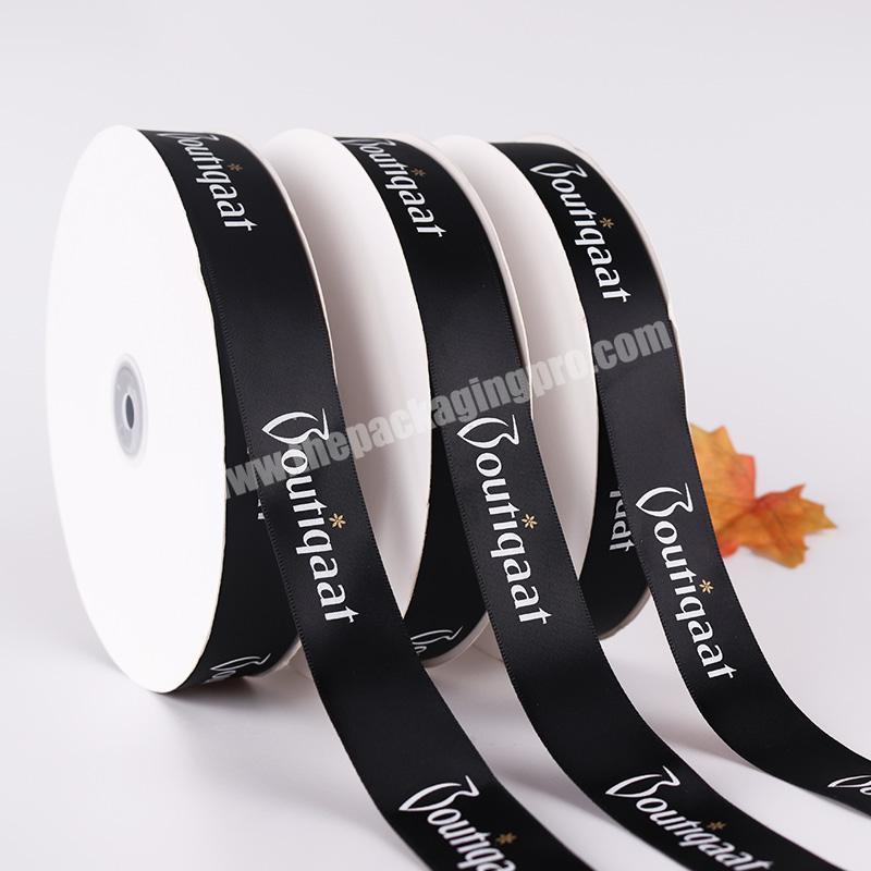 3.8cm Custom ribbon BLACK satin ribbon printed logo