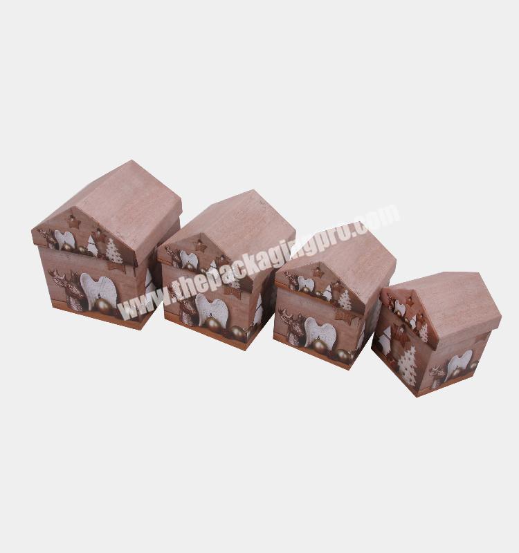 4011#Shihao slap-up and high quality Christmas house shape gift box packaging