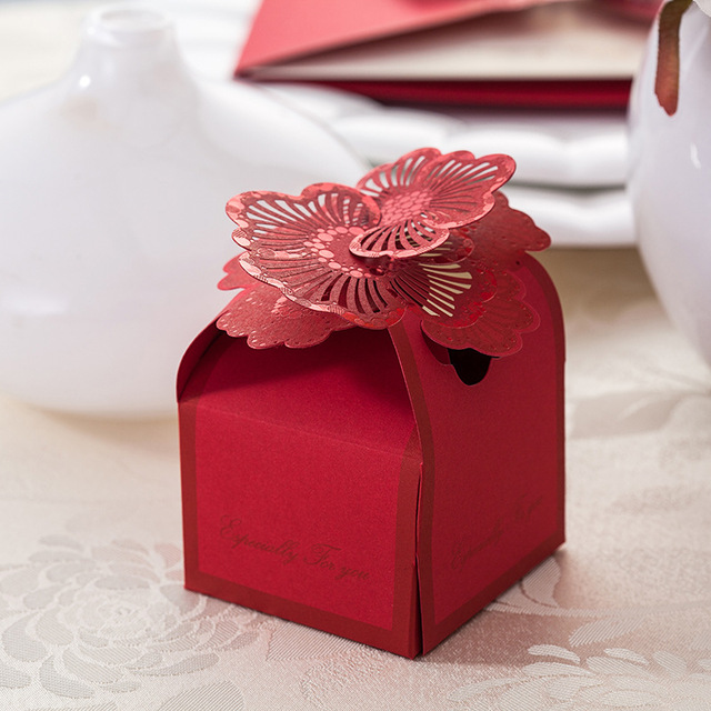 50 pcs/lot, Red Butterfly Wedding Candy Boxes,Red Candy Paper Boxes,Gift boxes, Wedding Favor Bags