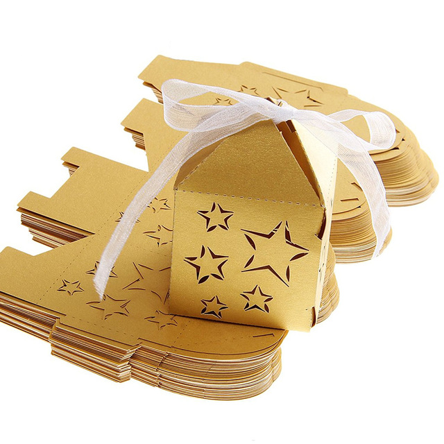 50pcs Laser Cut Star Pattern Paper Candy wedding favor box candy box gift box wedding decoration event party supplies