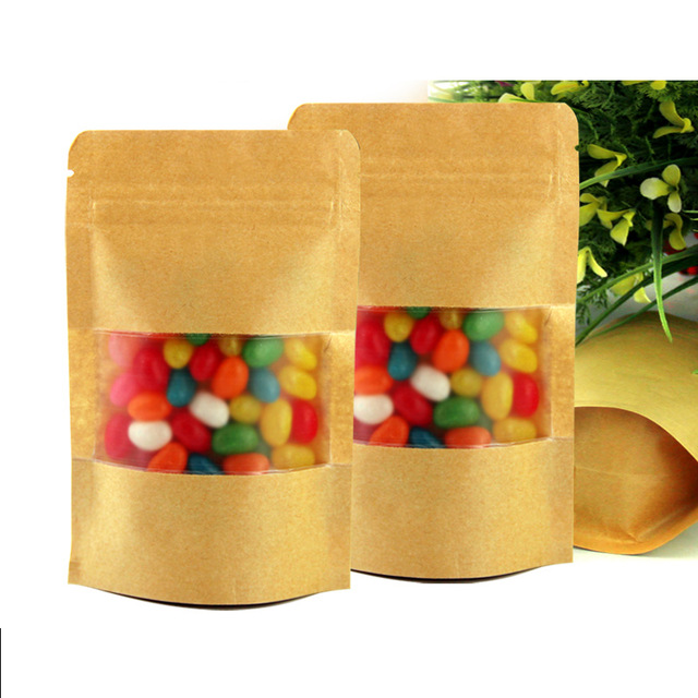 50pcs/lot 25cm*35cm+4cm*140micron Craft Paper Bag, Candy Packing Bag, Food Packaging Bags Paper
