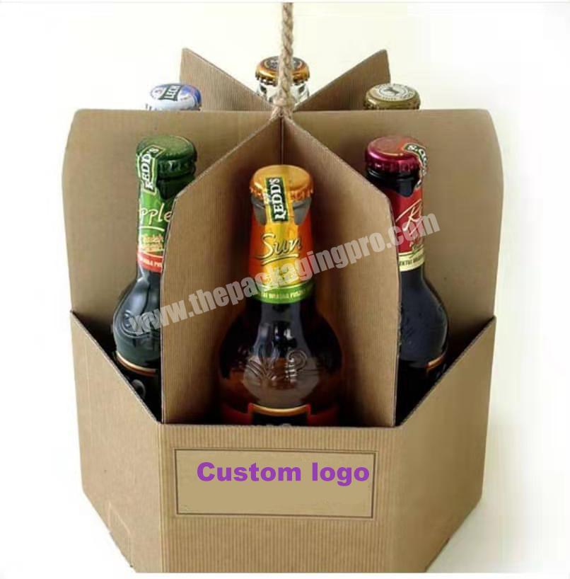 6 cups take away custom hand carry kraft paper bag for drink carrier