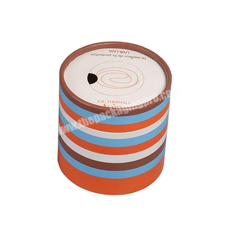 99x100mm wholesale high quality small cute stripes paper box two piece sturdy custom logo design cylinder packaging box